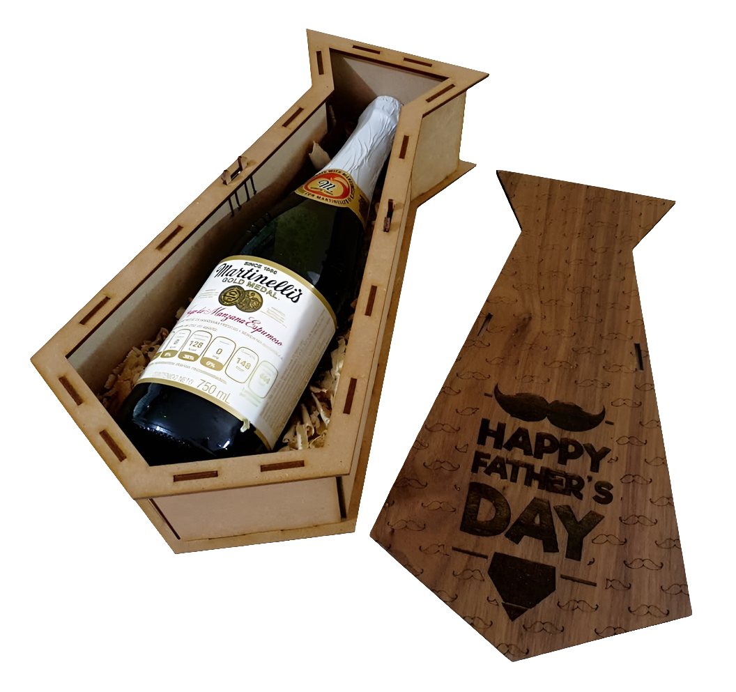 Tie Personalised Wooden Wine Gift Box Fathers Day