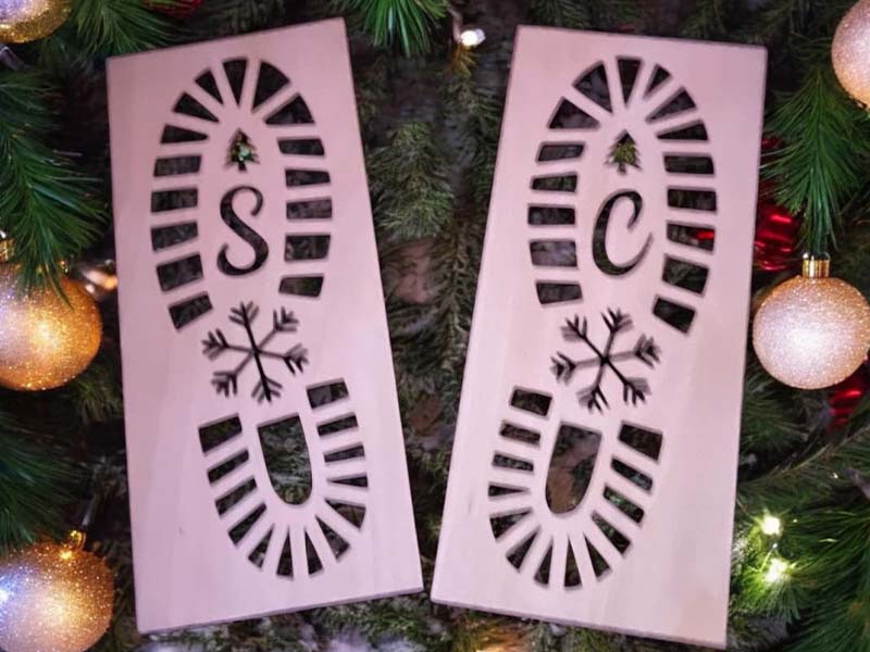 Santa Boot Print Christmas Santa Footprints Stencil