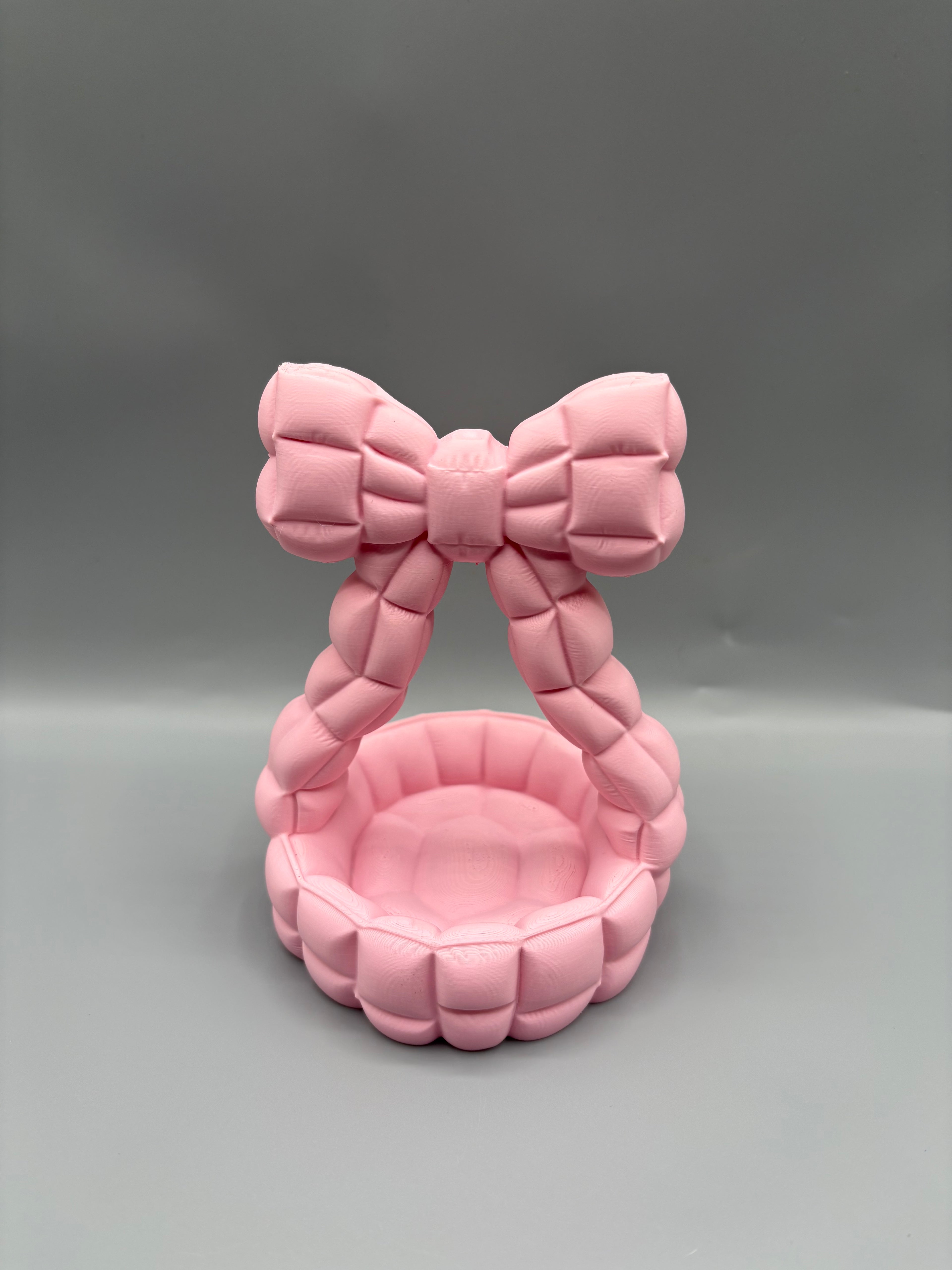 Quilted Coquette Bow Jewelry Catchall Basket Tray